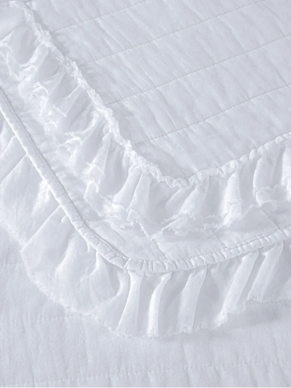 White king 3 piece Quilted Ruffle Bedspread Set 100% cotton